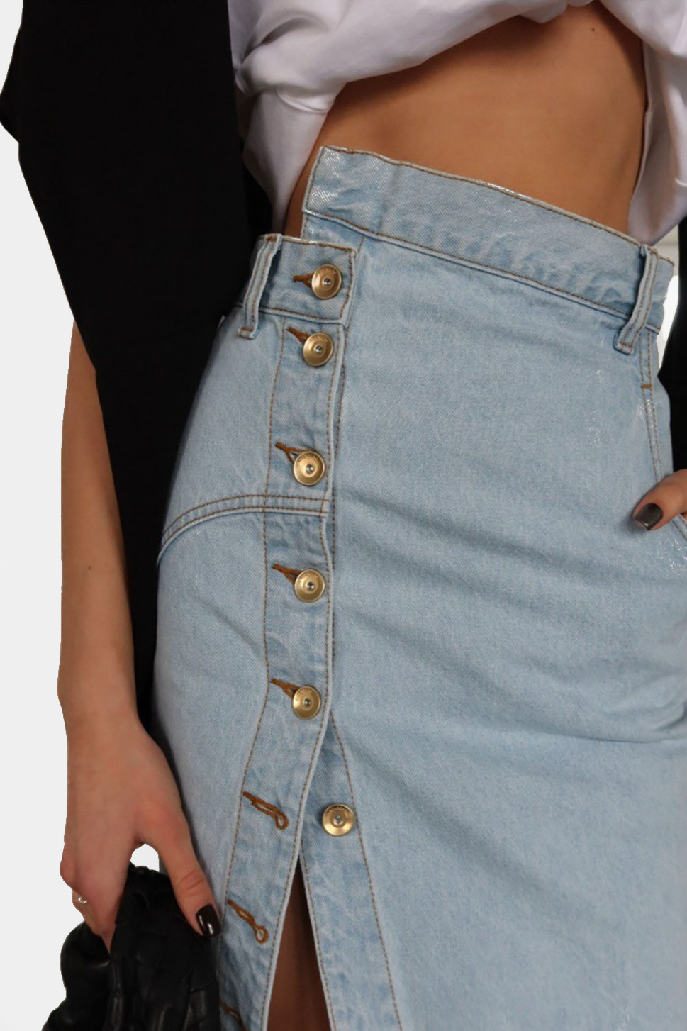 Блакитна джинсова асиметрична спідниця Aisenberg