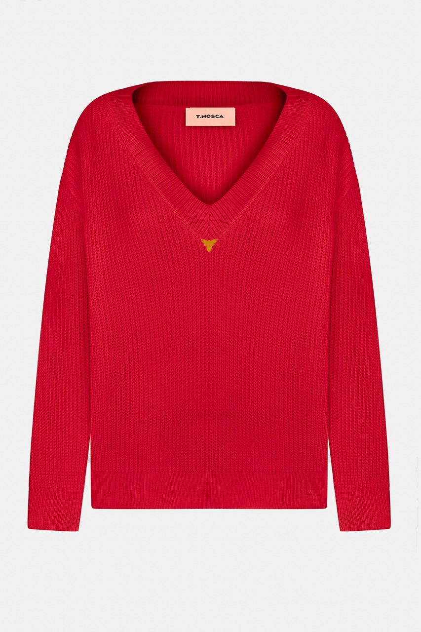 Красный свитер T.Mosca